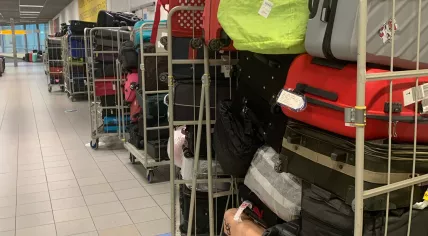 Suitcases pile up at Schiphol, 28 July 2022