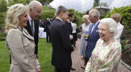 Queen Elizabeth meets with U.S. President Joe Biden and First Lady Dr. Jill Biden on the first day of the G7 Summit in England. 11 June 2021