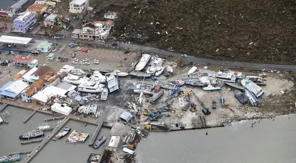 Destruction on Sint Maarten after Hurricane Irma, 6 September 2017