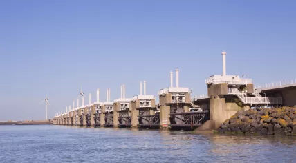 Oosterschelde storm surge barrier at Neeltje Jans