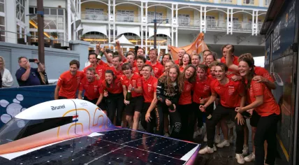 Brunel Solar Team celebrates after winning in Cape Town on Sept. 16, 2022.