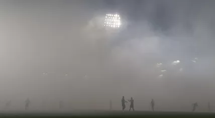 Due to smoke in the stadium the UEFA Europa League Group F football match between Sturm Graz and Feyenoord is delayed, in Graz, Austria on October 27, 2022. 