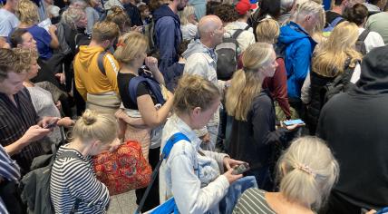 Lines at Eindhoven Airport on Oct. 15, 2022.