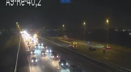 Traffic caused by a six-vehicle crash on the A9 near Schiphol Airport. 4 Oct. 2022