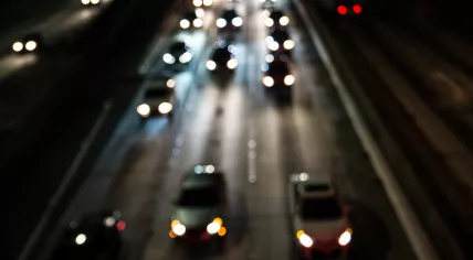 Traffic on the highway at night