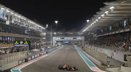 Red Bull driver Max Verstappen of the Netherlands in action during the Formula One Abu Dhabi Grand Prix, in Abu Dhabi, United Arab Emirates Sunday, Nov. 20, 2022.