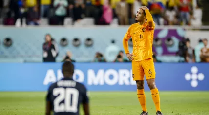 Jhegson Mendez of Ecuador and Virgil van Dijk of Holland during the FIFA World Cup Qatar 2022 group A match between Nederland and Ecuador in the Khalifa International Stadium on 25 november 2022 in Al-Rayyan, Qatar. 