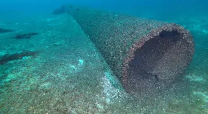 Smokestack of the Phoenix, a steamship carrying Dutch emigrants that went up in flames and sank on 21 November 1847, found in Lake Michigan in July 2022