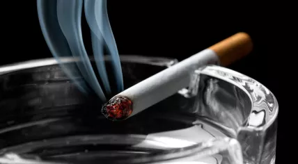 Filter cigarette in an ashtray