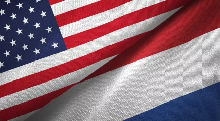 The flags of the United States and the Netherlands