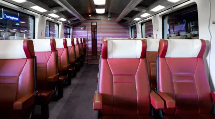 Inside the first class compartment of an NS train in The Hague, 25 August 2022