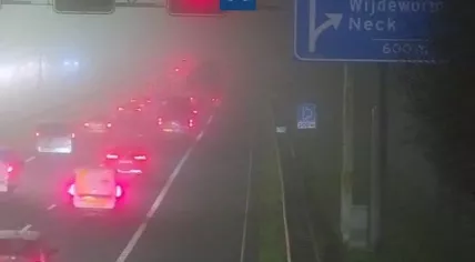 Traffic on the A7 towards Amsterdam on a foggy morning, 29 November 2022