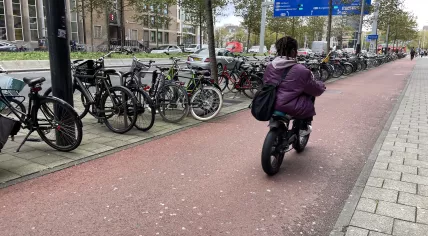 A person riding a fatbike in Amsterdam