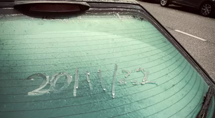 A layer of frost on a car window in Amsterdam on 20 November 2022