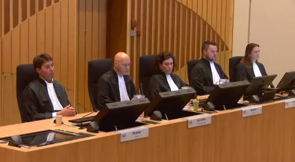 Senior Judge Hendrik Steenhuis reads the verdict in the MH17 trial. 17 November 2022