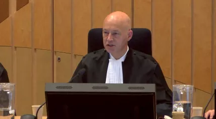 Senior Judge Hendrik Steenhuis reads the verdict in the MH17 trial. 17 November 2022