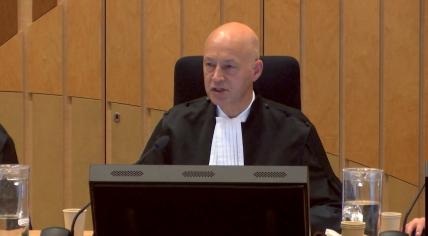 Senior Judge Hendrik Steenhuis reads the verdict in the MH17 trial. 17 November 2022