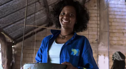 Young Africa student Sara participating in a workshop