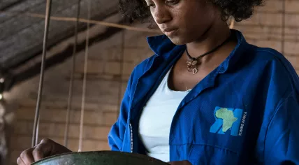 Young Africa student Sara participating in a workshop