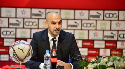 Walid Regragui during a press conference in August 2022