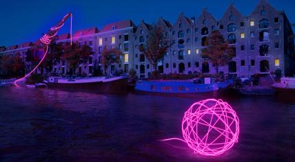 “Spin Me a Yarn” by Studio Vertigo for the 2022-2023 Amsterdam Light Festival