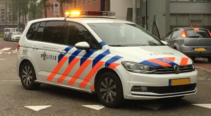 A police car responding to an incident in Amsterdam in 2018