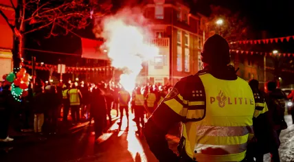 Small groups of Morocco football fans gathered in The Hague after the team’s World Cup loss. 14 December 2022