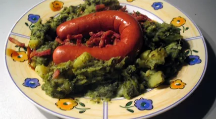 Traditional Dutch dish Boerenkool stamppot