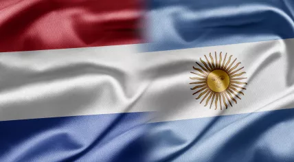 The flags of the Netherlands and Argentina