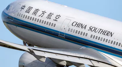 A China Southern Airlines Airbus A330 departs Schiphol Airport in 2019