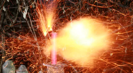 Firecrackers going off on New Year's Day in 2009
