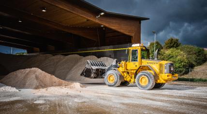 A Rijkswaterstaat storage full of salt to combat icy roads