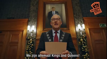 Mayor Ahmed Aboutaleb making the announcement of the theme for King's Day 2023