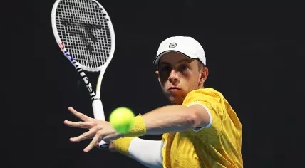 Tallon Griekspoor during his second round victory over Botic van de Zandschulp at the Australian Open. 18 January 2023