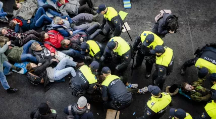 Police intervenes Extinction Rebellion protest, blocks the A12, Jan. 28, 2023
