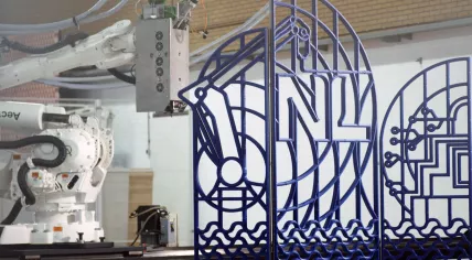 The room dividers at the NL Tech pavilion for CES 2022 were 3D printed from circular sources. January 2022