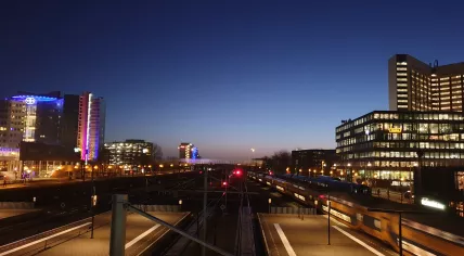 The area around the Amsterdam Sloterdijk train station at dawn in June 2020