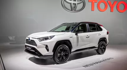 Toyota RAV4 hybrid car showcased at the Paris Motor Show. Paris, France - 2 October 2018
