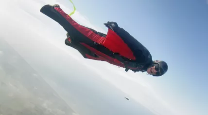 Wingsuit flyer at Holland wingsuit boogies, 20 October 2009