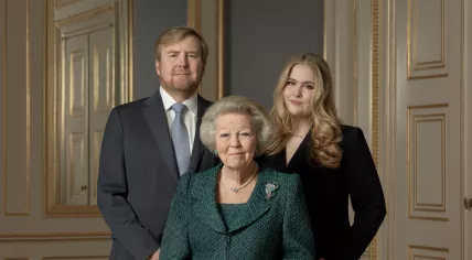 Left to right: King Willem-Alexander, Princess Beatrix, crown princess Amalia, December 2022