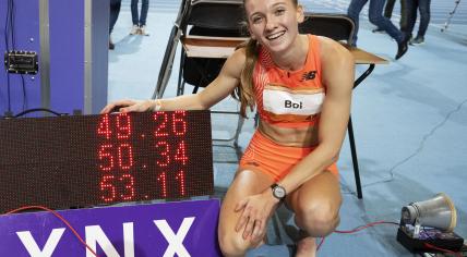 Femke Bol with wereldrecord at the 400m during the second day of the Netherlands indoorathletics championships