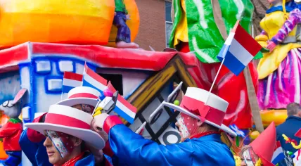 Participants in the annual carnival parade in Oldenzaal, Netherlands. It is one of the largest in the country with 100,000 spectators.