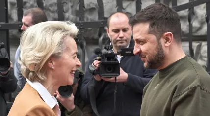 Ursula von der Leyen meeting with Volodymyr Zelensky in Kyiv. 2 February 2023