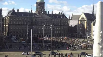Housing protest in Amsterdam: people are gathering at the Dam Square, February 2023