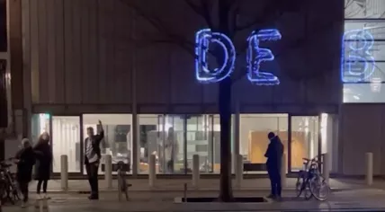 Anti-Semitic conspiracy theory projected onto the Anne Frank House in Amsterdam, 9 February 2023
