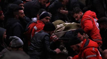 Red Cross workers helping victims of massive earthquakes in Syria and Turkey, 6 February 2023