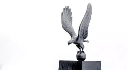 Bronze eagle WWII memorial statue at the Airborne Museum Hartenstein