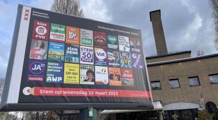 An election campaign billboard in Amsterdam-Oost. 5 March 2023