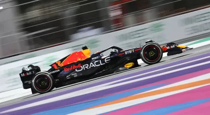 Red Bull Racing's Dutch driver Max Verstappen competes during the Saudi Arabia Formula One Grand Prix at the Jeddah Corniche Circuit in Jeddah on March 19, 2023. 