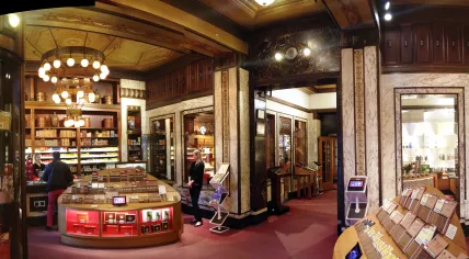 The interior of P.G.C. Hajenius, a specialty tobacconist on Rokin in Amsterdam. 1 March 2015